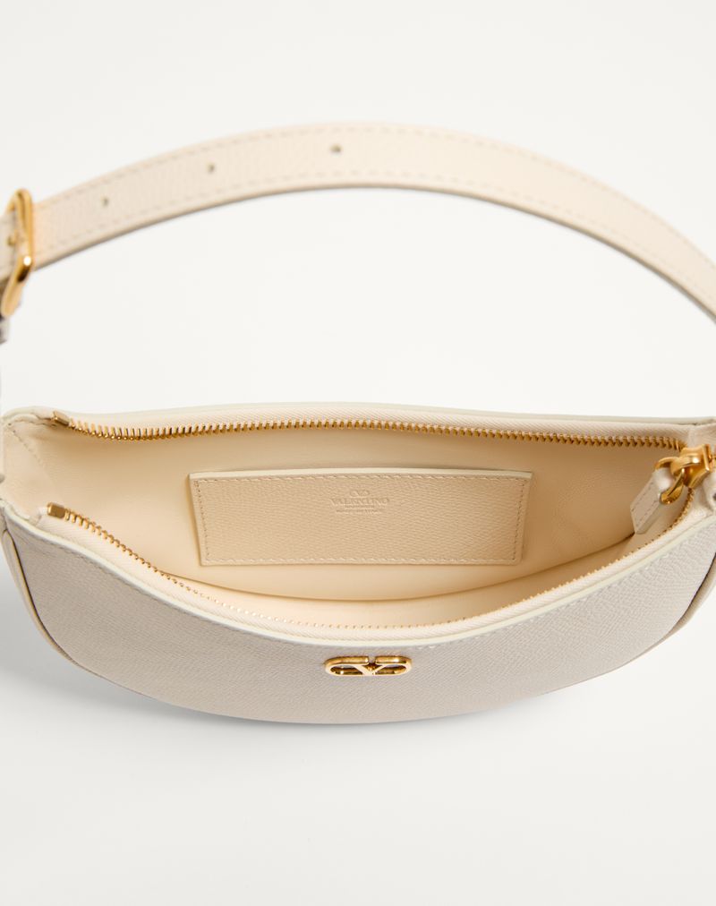 Bolsa Mini Hobo Assinatura VLogo em pele de bezerro granulada