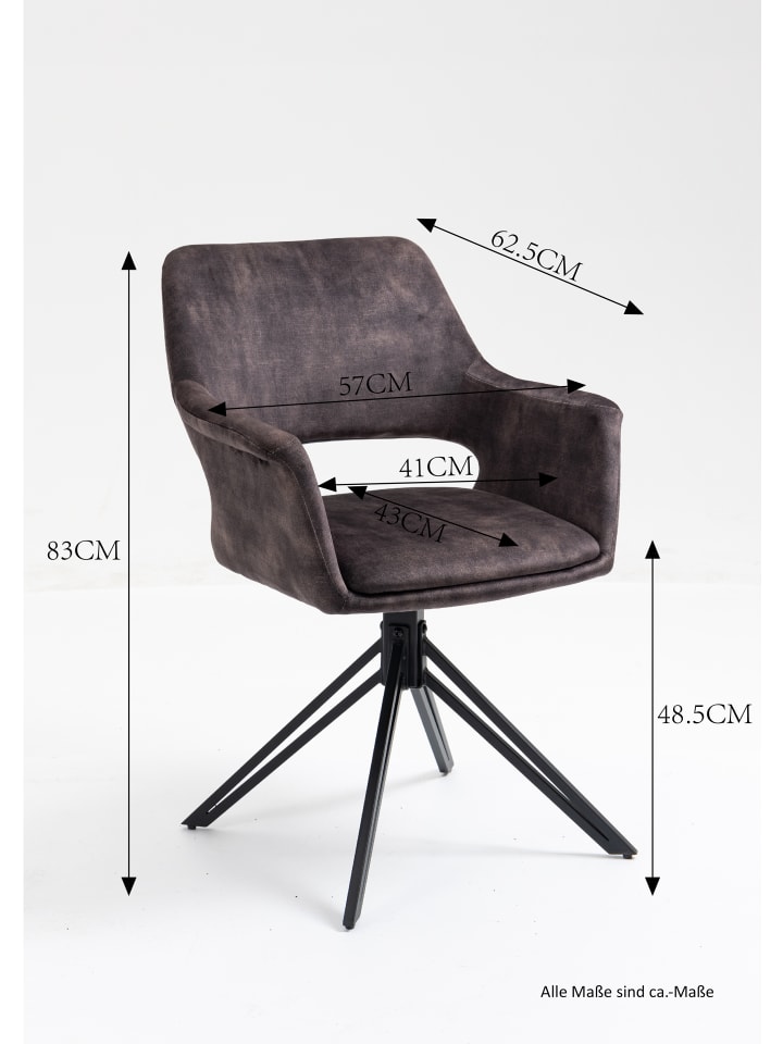 byLiving 2er-Set: Esszimmerstuhl Estelle in Braun - 57 (B) x 61 (L) x 84 (H) cm günstig kaufen onesize