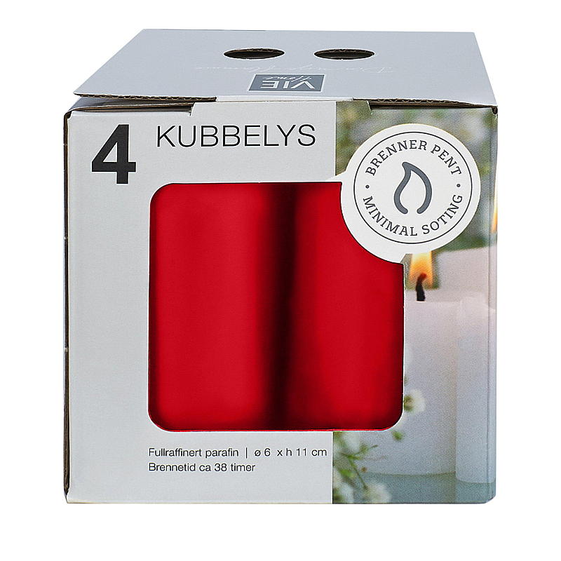 Vie Home Kubbelys 4-pk 6x11 cm rød