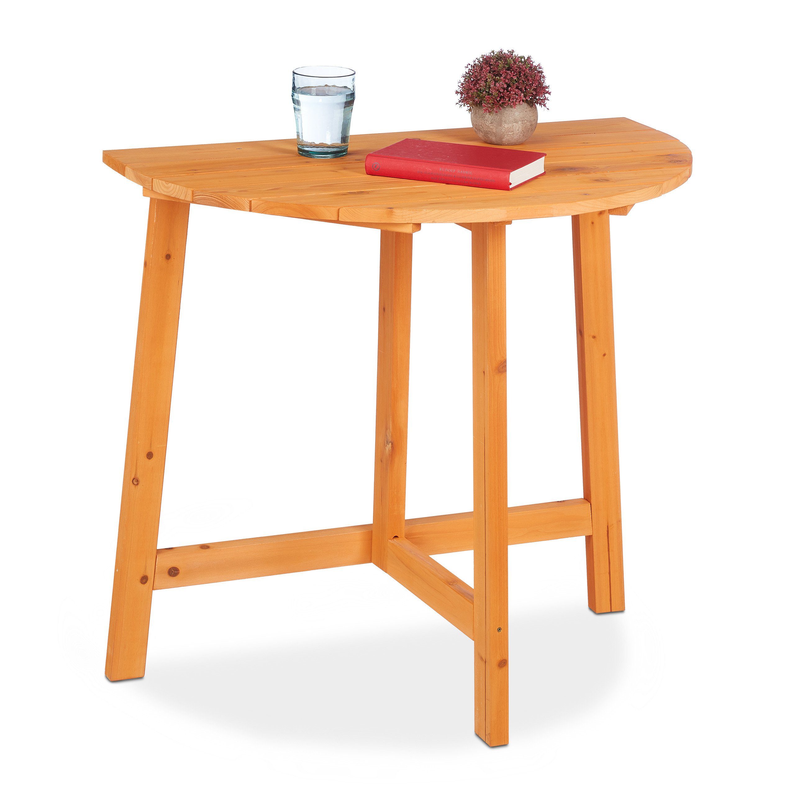 relaxdays Klapptisch Halbrunder Klapptisch aus Holz