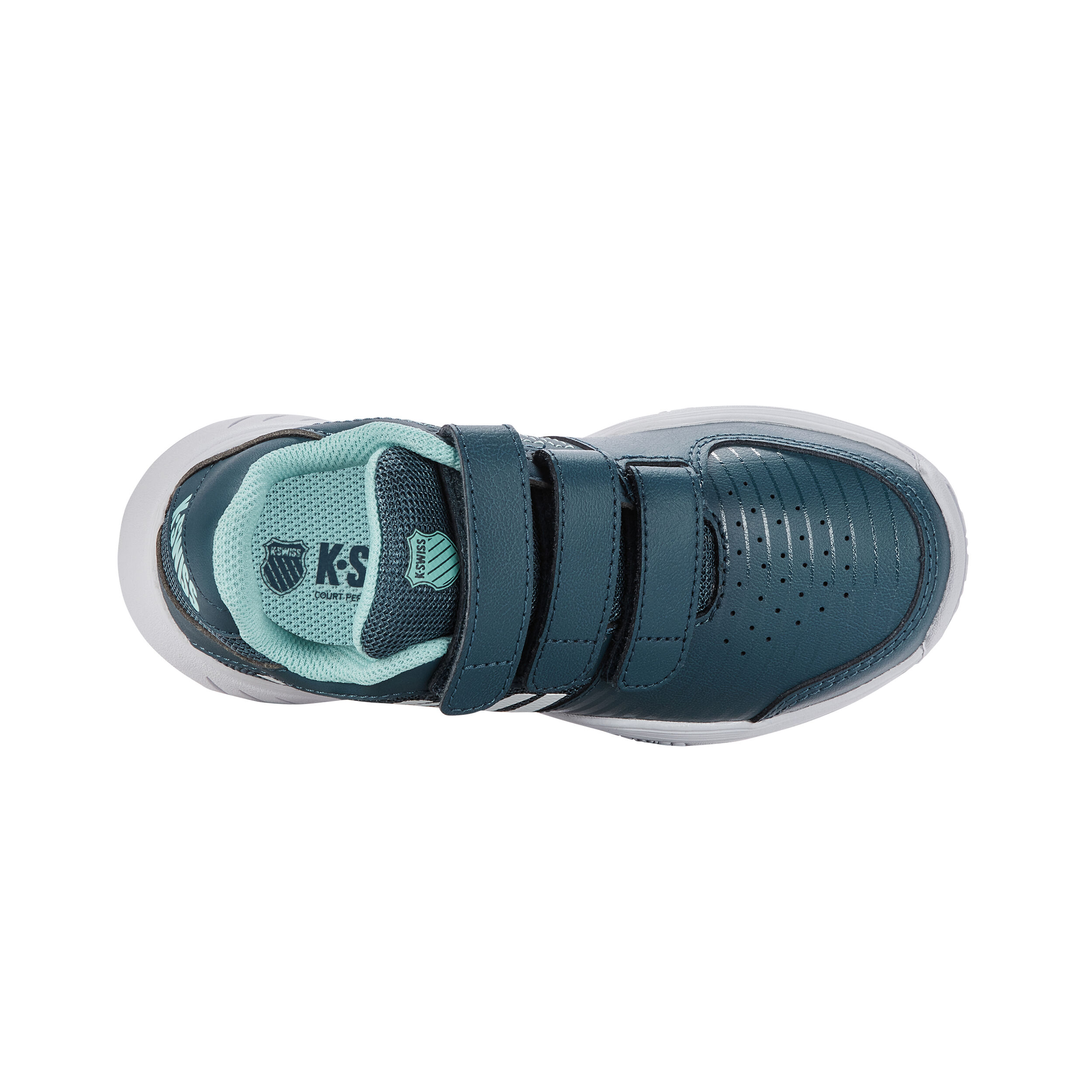 Court Express Strap Omni Allcourtschuh Kinder - Petrol, Weiß