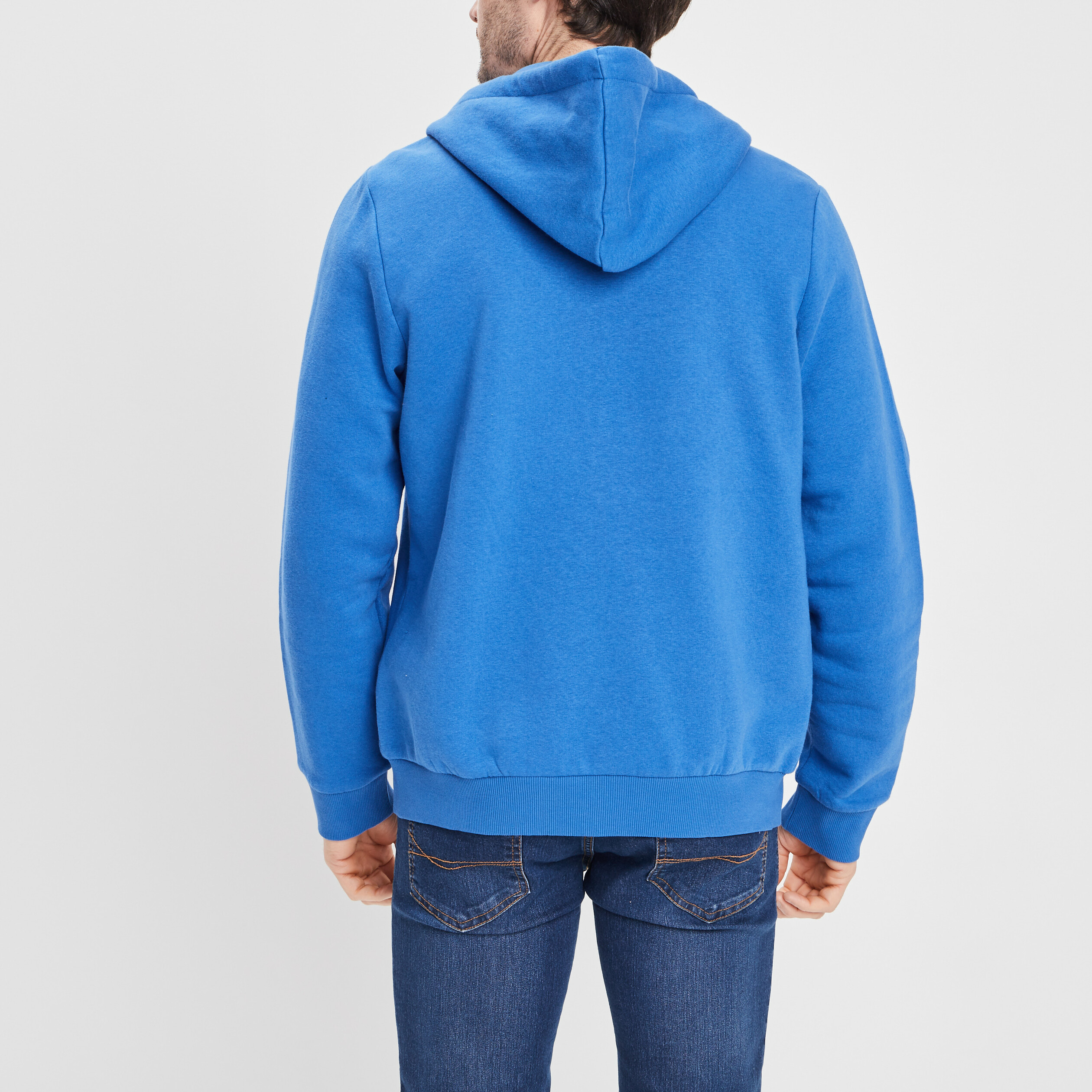 Sweat zippé molleton à capuche bleu roi homme | La Halle