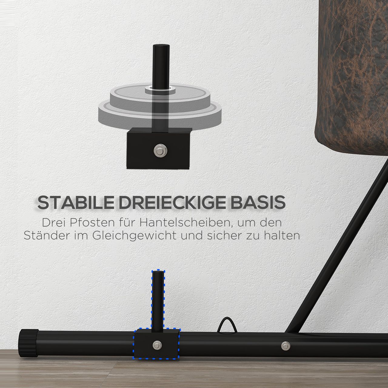 SPORTNOW SPORTNOW Boxsackständer höhenverstellbar freistehend klappbar bis 60 kg Stahl