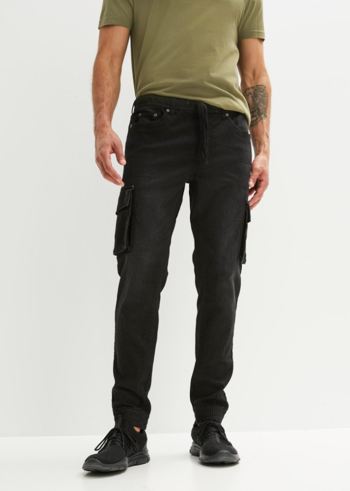 Regular Fit Schlupf-Cargo-Jeans, Straight