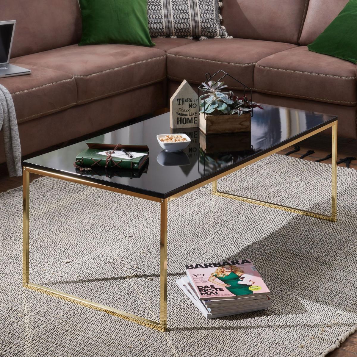 Wohnling Couchtisch RIVA 120x45x60 cm Schwarz/Gold