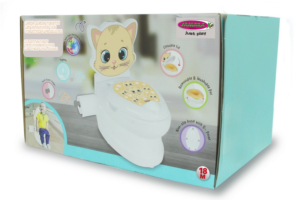Jamara e.K. JAMARA-460955-Meine kleine Toilette Katze mit Spülsound und Toilettenpapierhalter