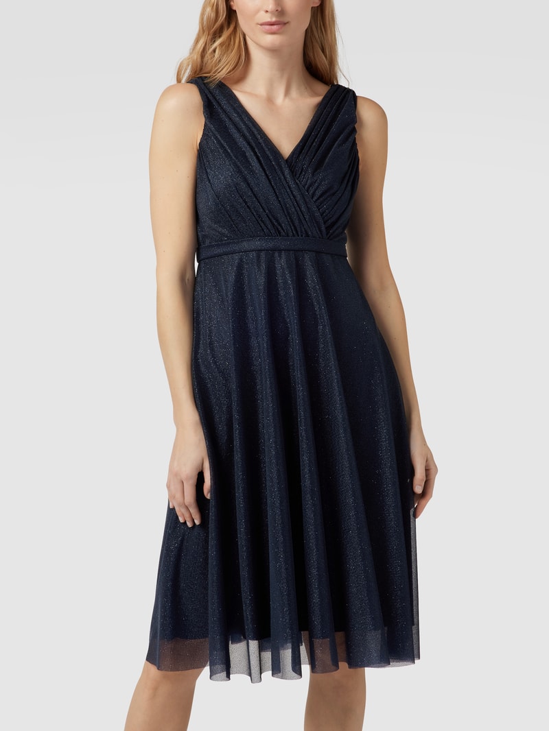 Cocktailkleid mit Taillenpasse in marineblau