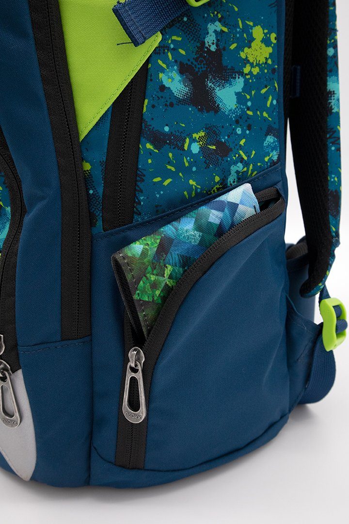 neoxx Schulrucksack Active, Petrol Extrem, aus recycelten PET-Flaschen