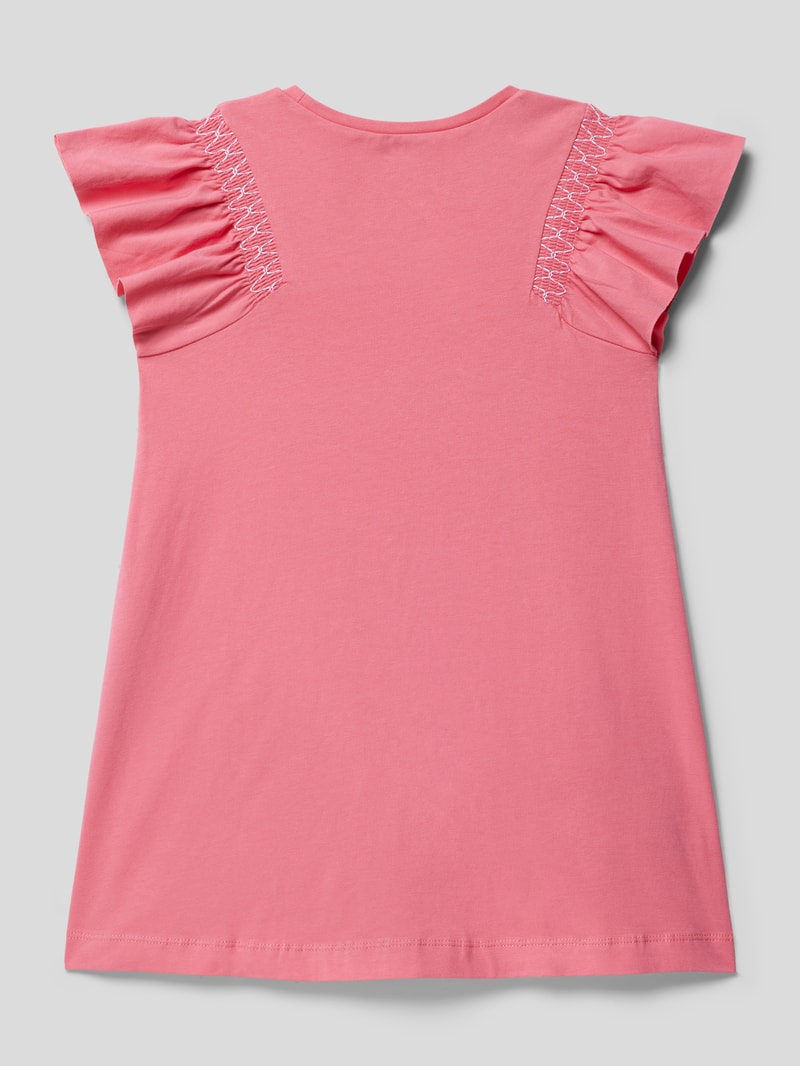 Kleid mit Volantärmeln in fuchsia