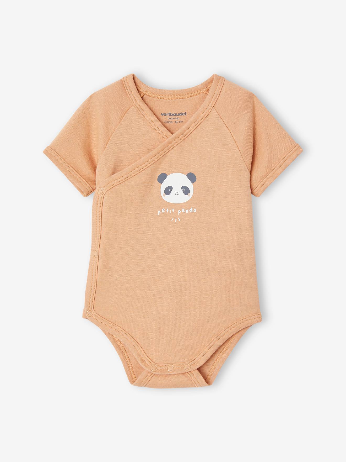 Vertbaudet 3er-Pack Baby Wickelbodys aus Bio-Baumwolle Oeko-Tex - pack pfirsich pandafreunde