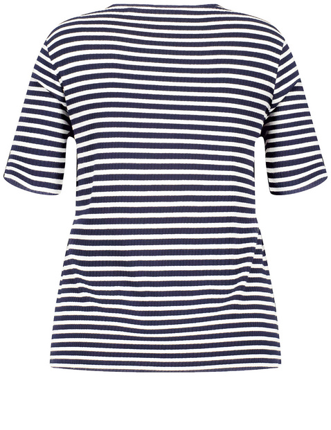 Geringeltes Halbarmshirt mit Ripp-Struktur