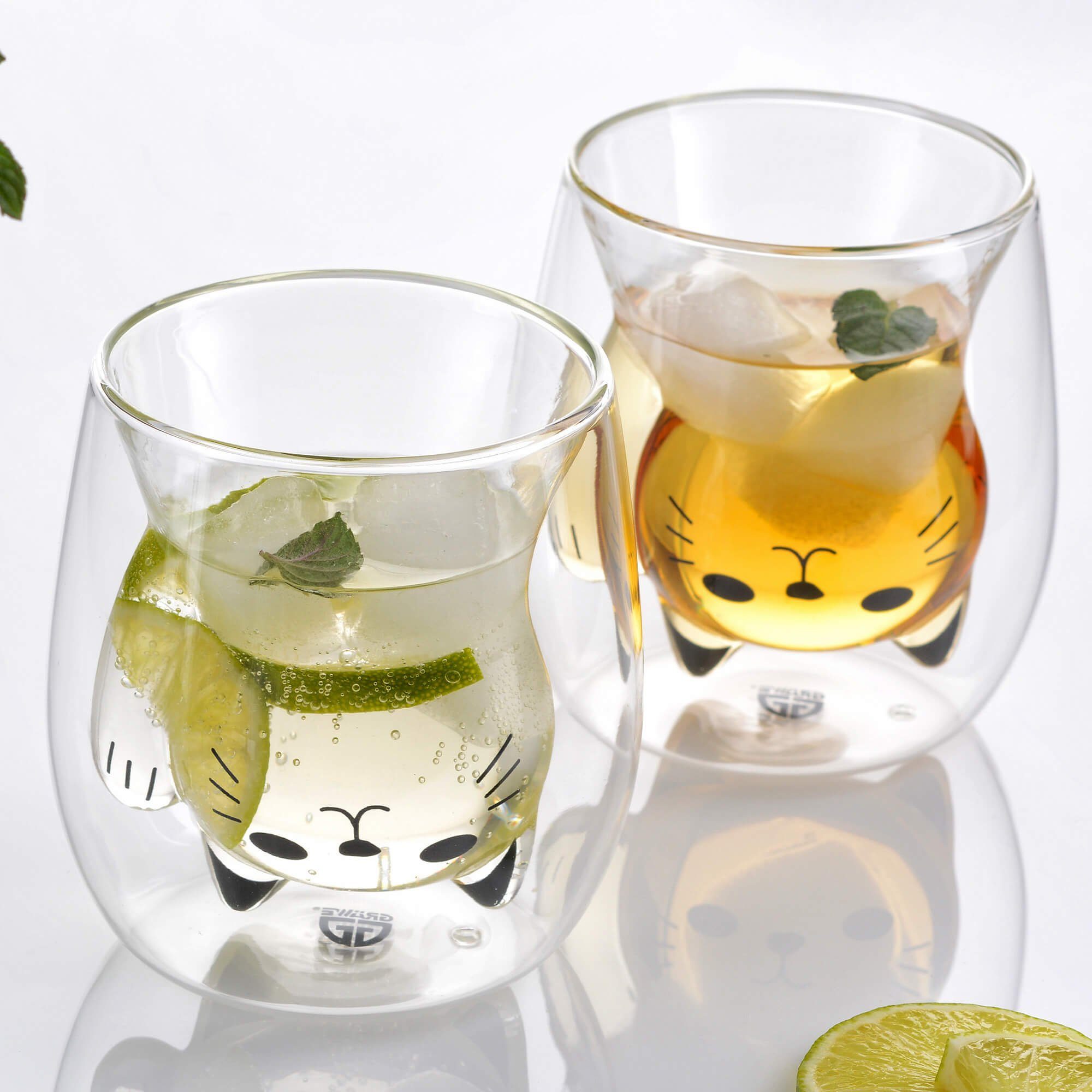 GRÄWE Glas GRÄWE Doppelwandige-Thermogläser, 190ml, 2er Set, Motiv Katze, Glas