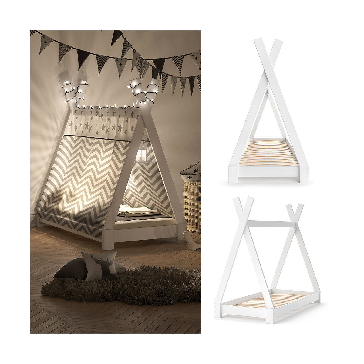 Kinderbett TIPI 70 x 140 cm Weiß