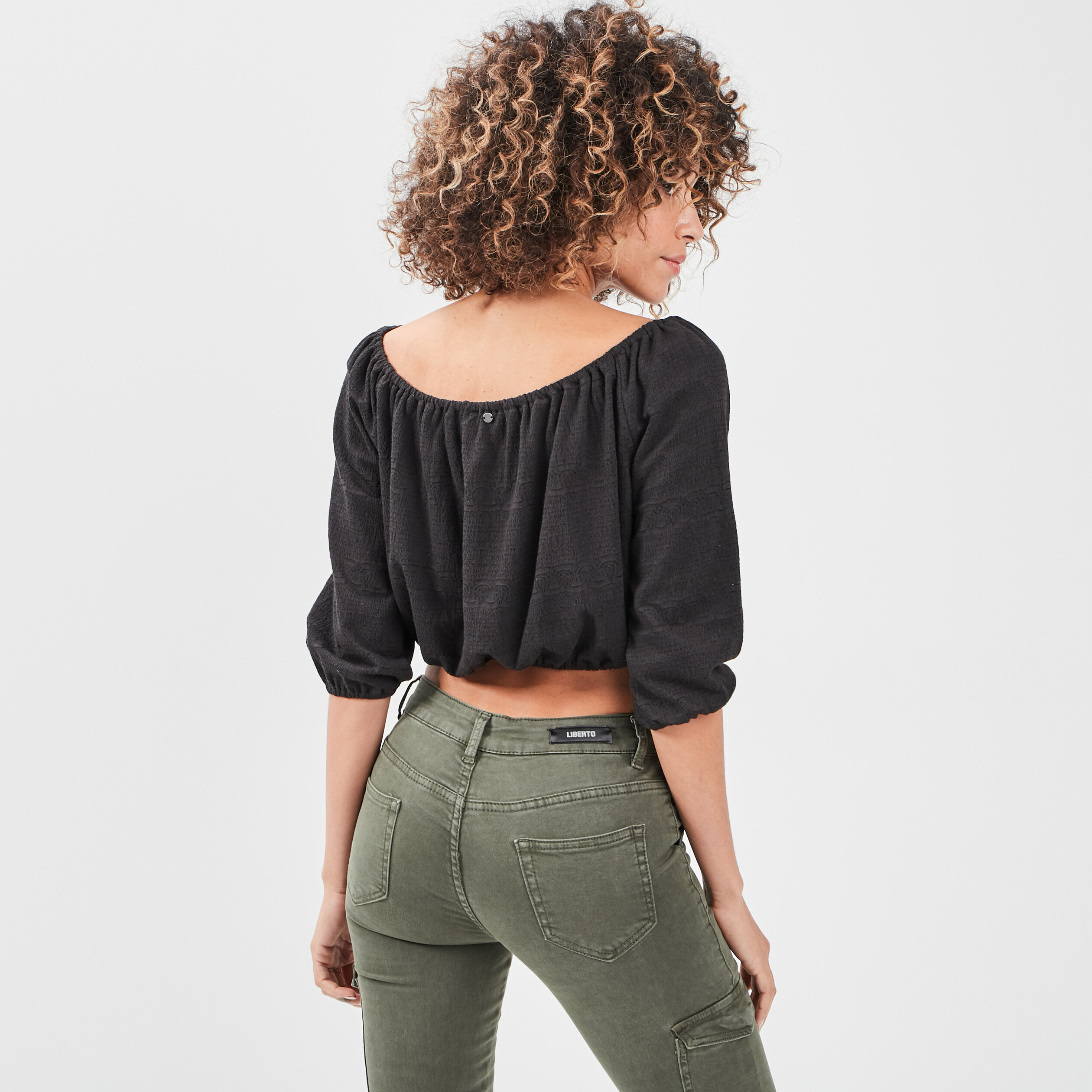 T-shirt manches 3 4 noir femme | La Halle