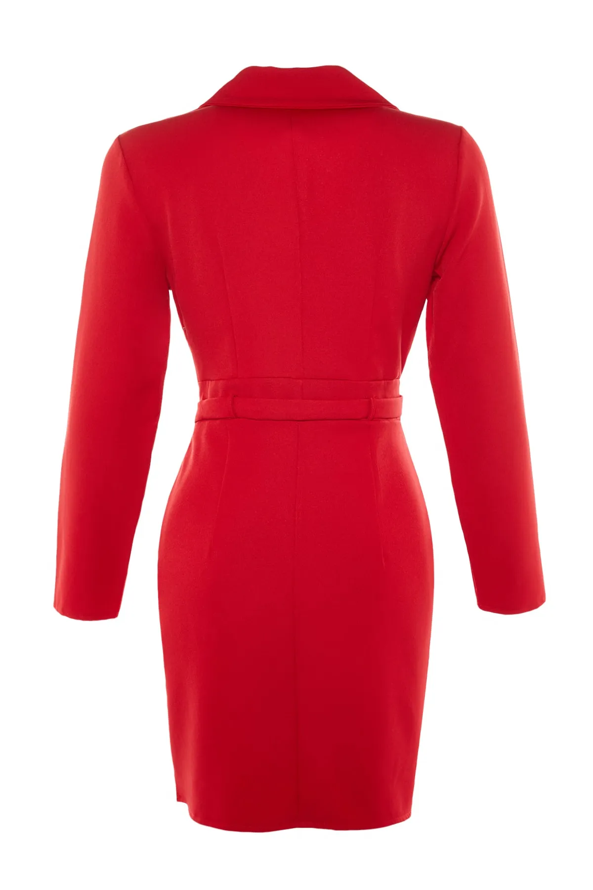 Trendyol Collection  Rotes Mini-Webkleid mit Jackenkragen TWOAW23EL00360