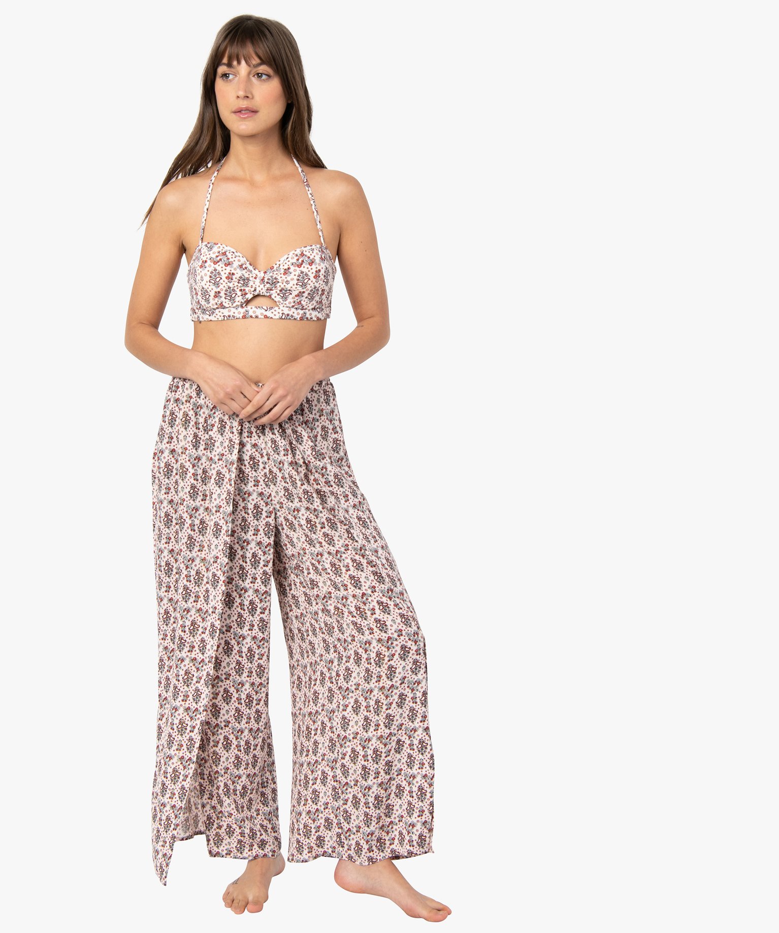 Pantalon de plage femme ouvert sur l’avant imprime | GEMO