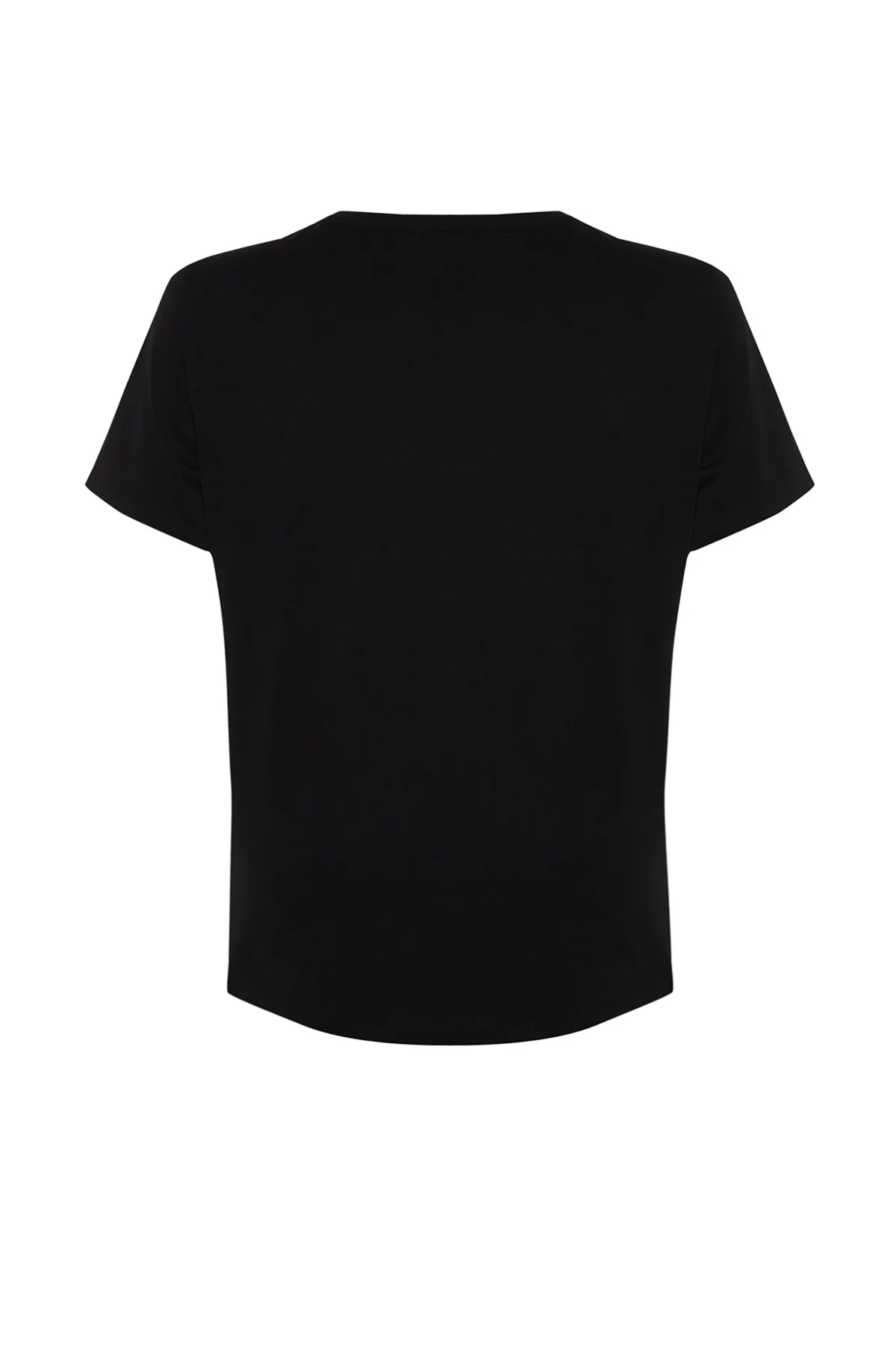 Trendyol Curve  Schwarzes Oversize-Strick-T-Shirt mit Animal-Print TBBSS24BF00059