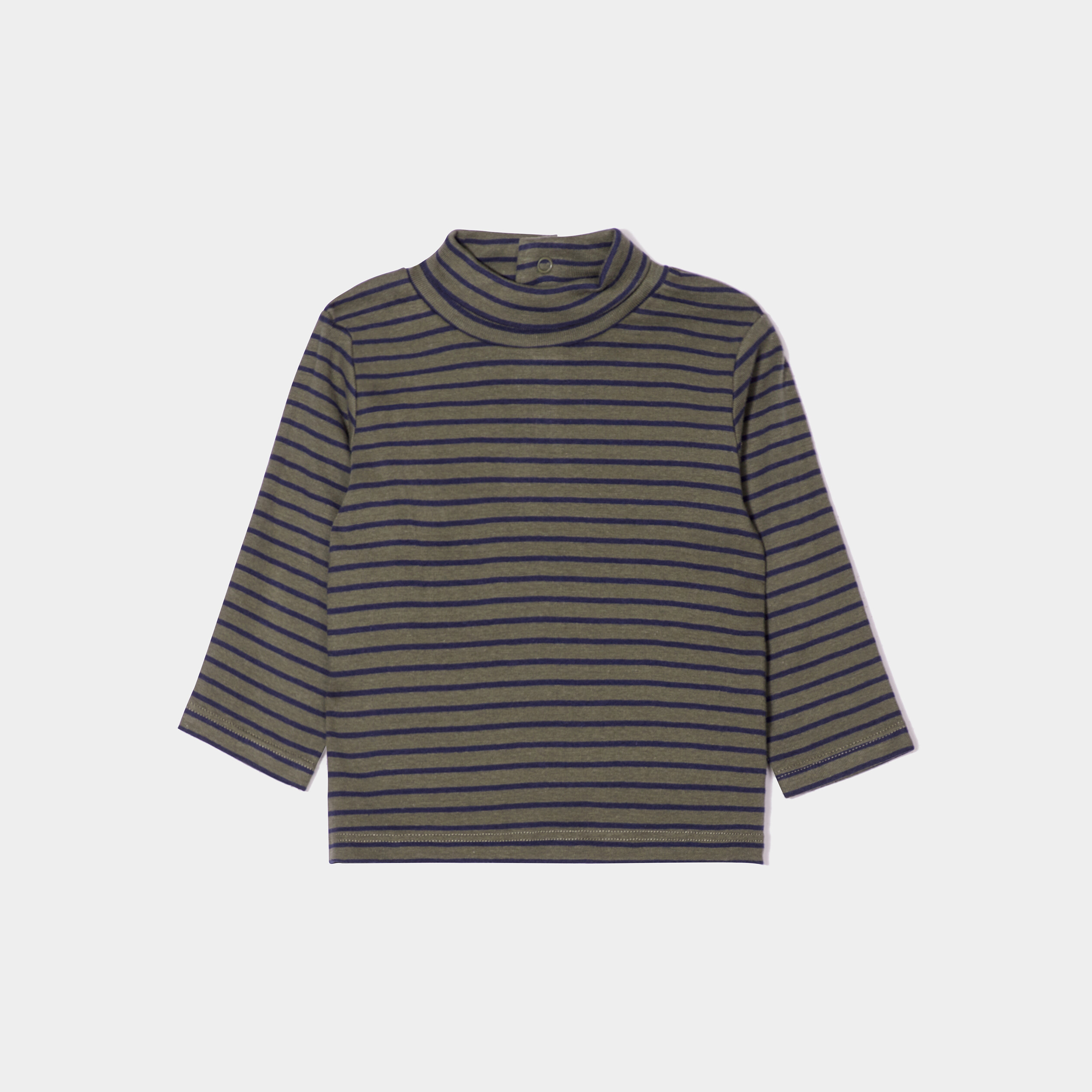 Sous-pull col roulé boutonné coton vert kaki bébé garçon | La Halle