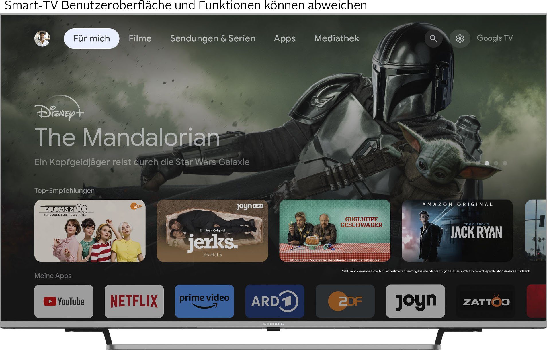 Grundig 65 VOE 83 CV3T00 LED-Fernseher (164 cm/65 Zoll, 4K Ultra HD, Google TV, Smart-TV)