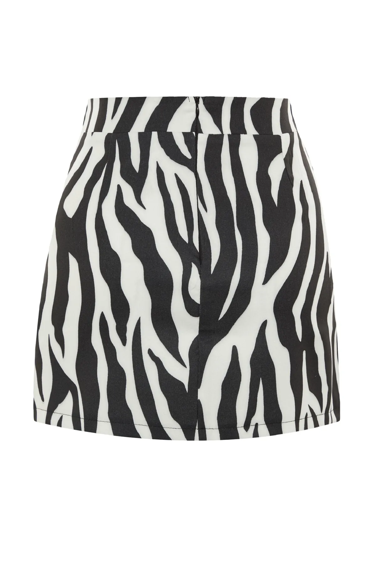 Trendyol Collection  Schwarzer gewebter Minirock mit Tiermuster und Gürtel TWOAW23ET00121