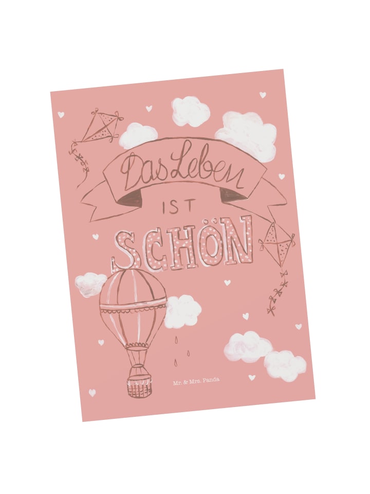 Mr. & Mrs. Panda Postkarte Heißluftballon Leben mit Spruch in Bunt günstig kaufen onesize
