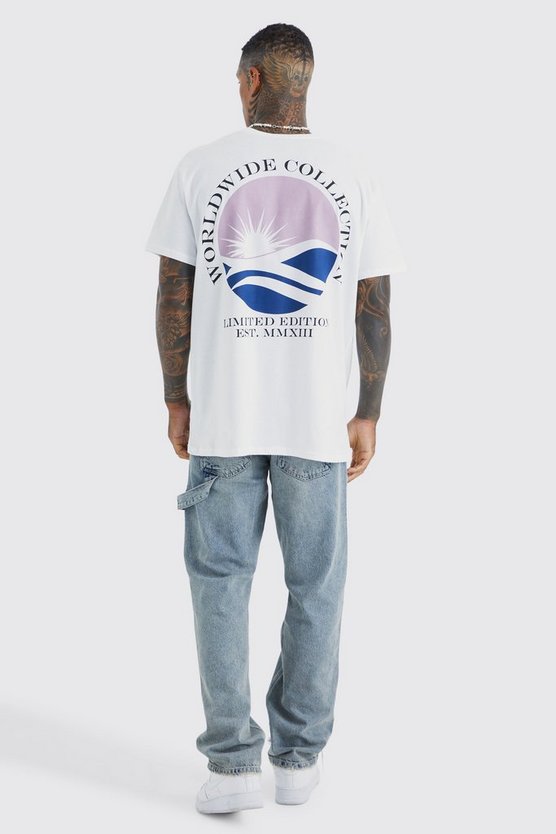 Oversize Worldwide T-Shirt mit Print