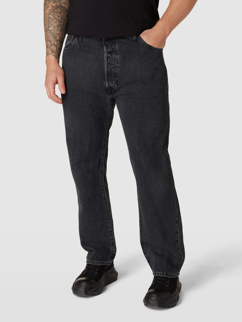 Jeans mit Label-Patch in schwarz