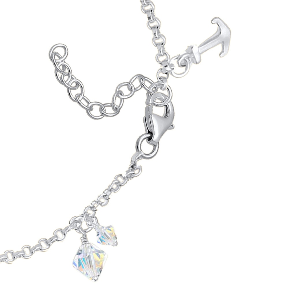 Elli Elli Bracelet Femmes Croix Cœur Ancre avec Cristaux en Argent Sterling 925 Bracelet