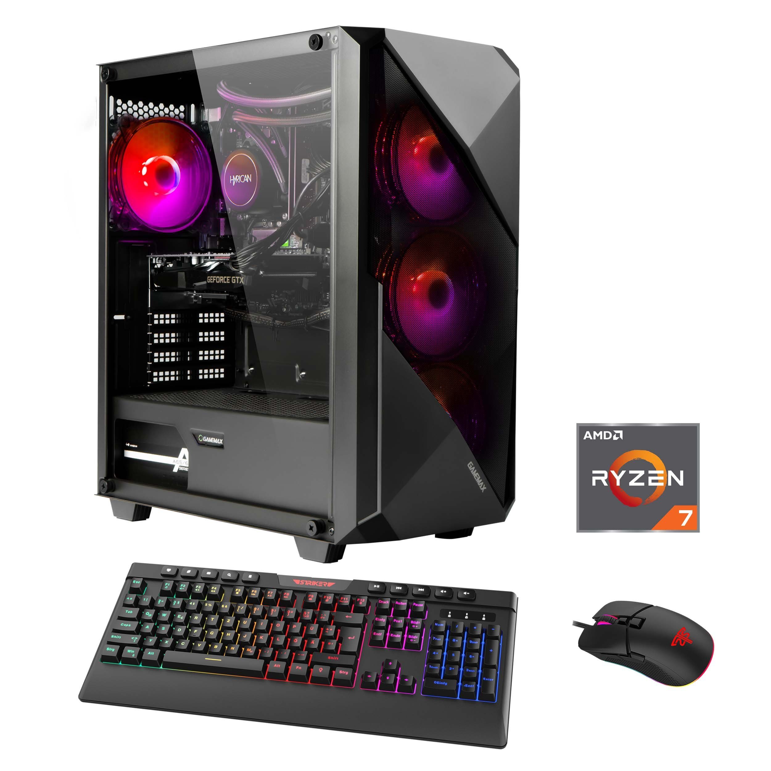 Hyrican Striker 7141 Gaming-PC (AMD Ryzen 7 7700X, RTX 4060Ti, 16 GB RAM, 1000 GB SSD, Wasserkühlung, DDR5, 4060Ti (16GB), PCIe SSD Gen4, Windows 11)