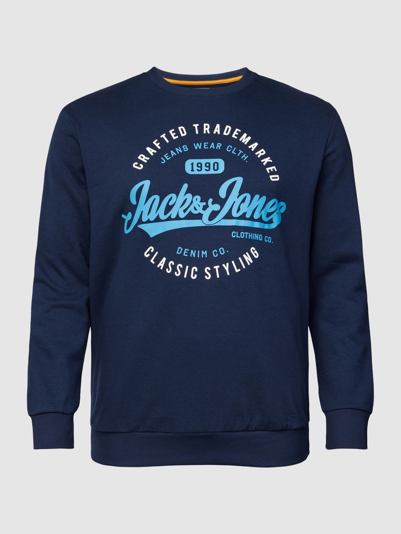 PLUS SIZE Sweatshirt mit Label-Print in marineblau