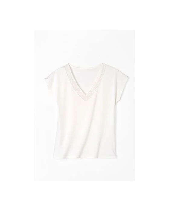 Tee-shirt manches courtes col dentelle Climatyl