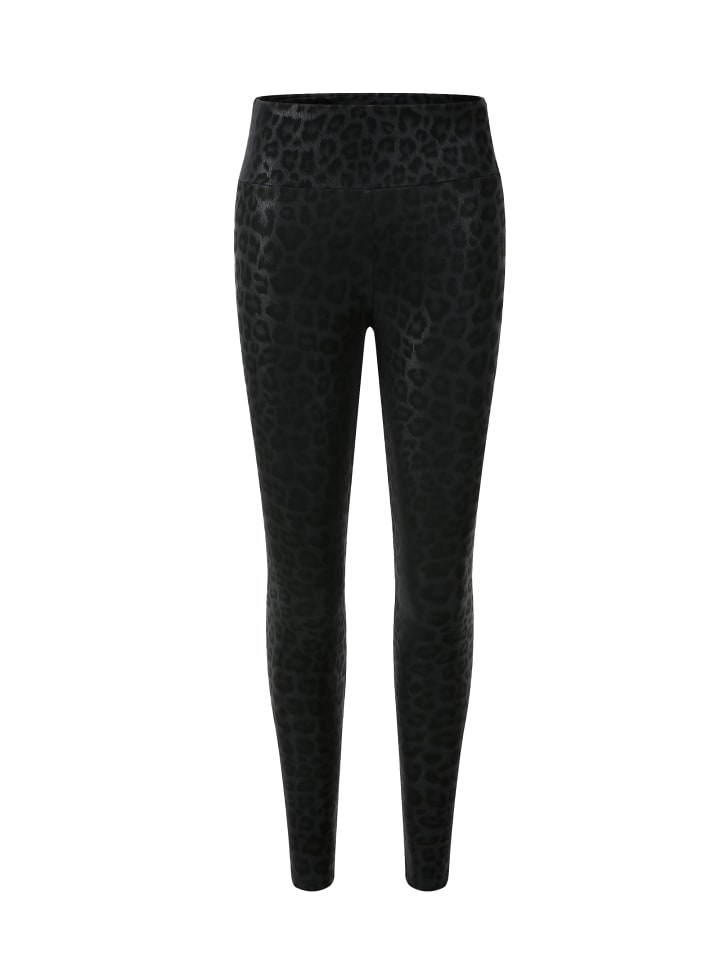 SASSYCLASSY Kunstleder Leggings mit Leo Print in Schwarz günstig kaufen