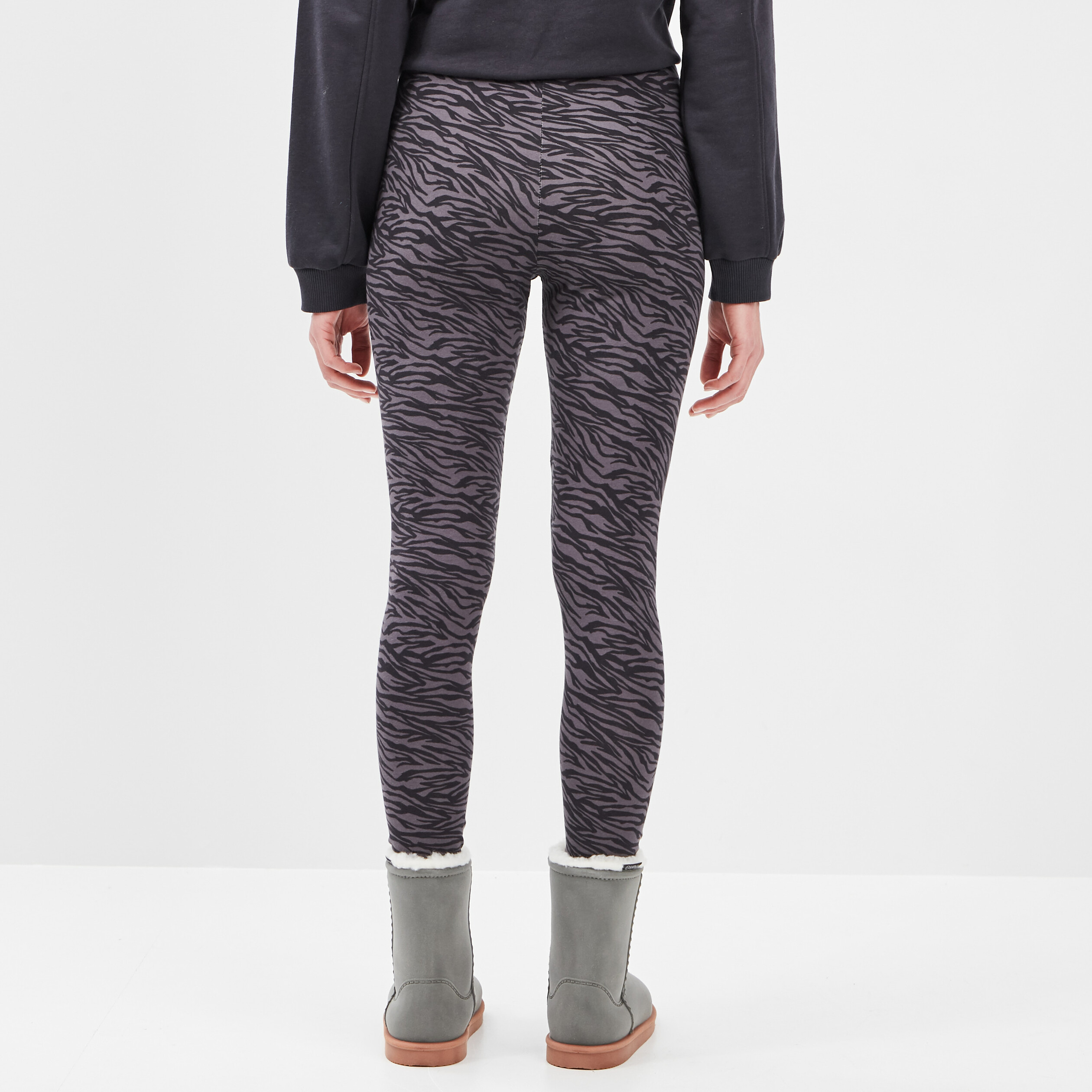 Leggings en coton gris foncé femme | La Halle