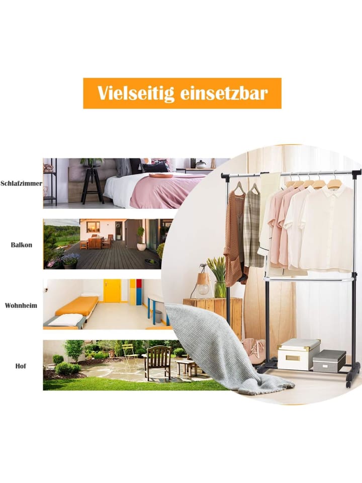 COSTWAY Kleiderständer ausziehbar in Schwarz günstig kaufen onesize