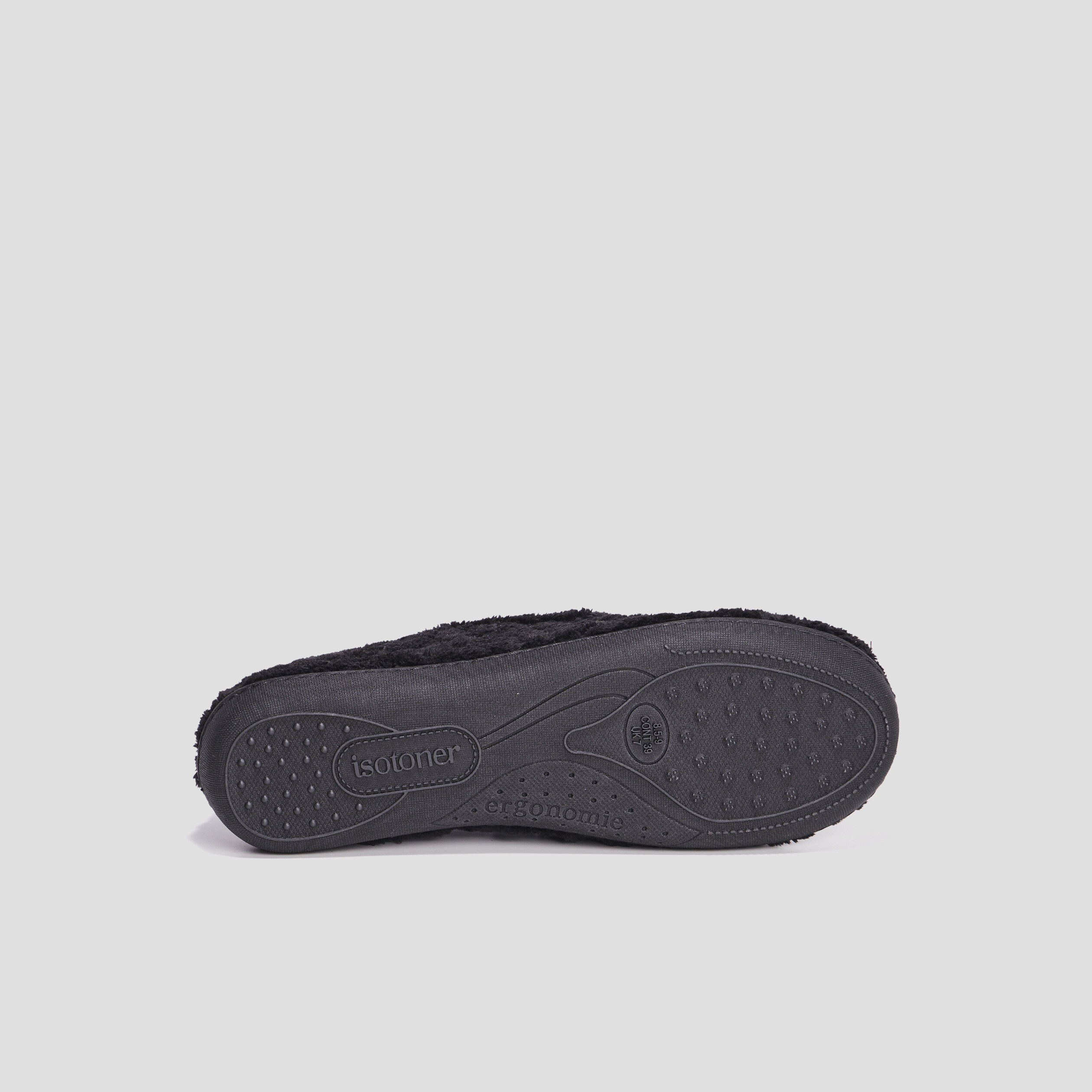 Chaussons charentaises fourrure Isotoner noir femme | La Halle