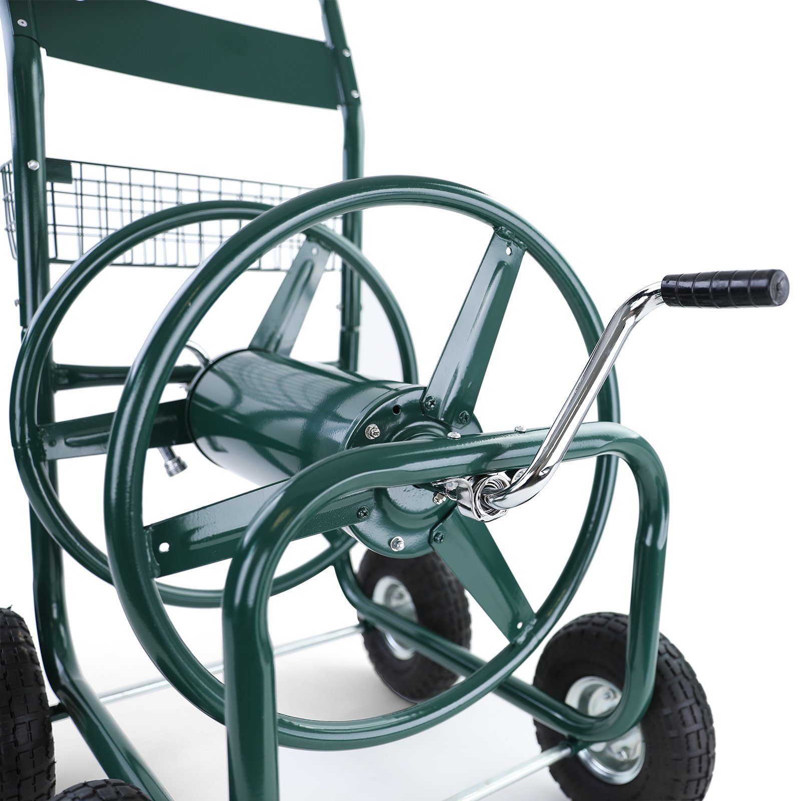 RAMROXX Schlauchwagen Schlauchwagen Handwagen mit Kurbel Grün bis 106m Gartenschlauch