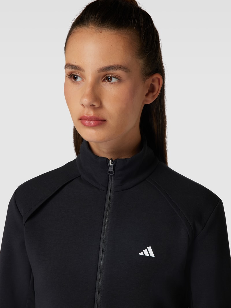 Sweatjacke mit Logo-Streifen in schwarz