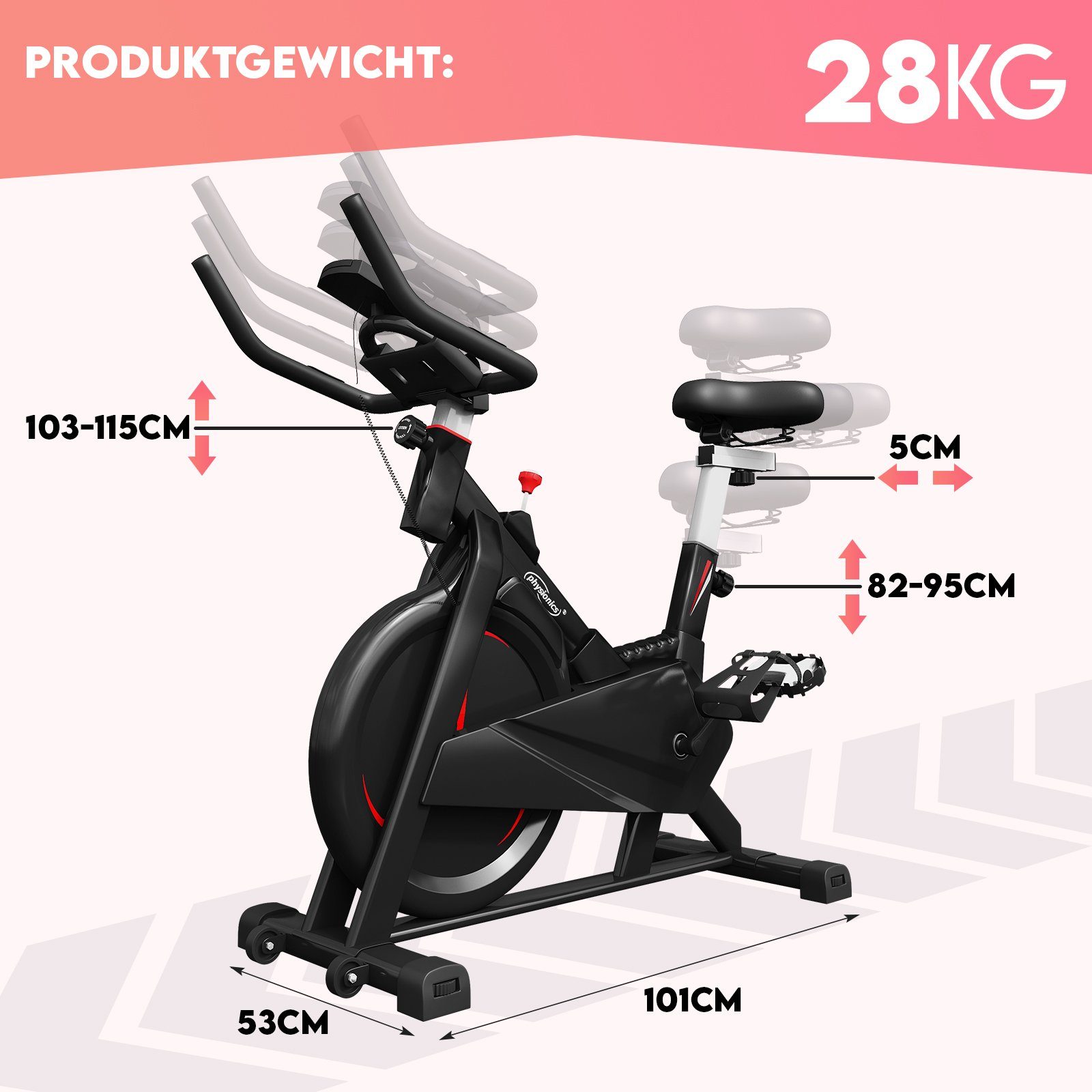 Physionics Heimtrainer Fahrrad Home Indoor Ergometer Cycling Trimmrad Speedbike