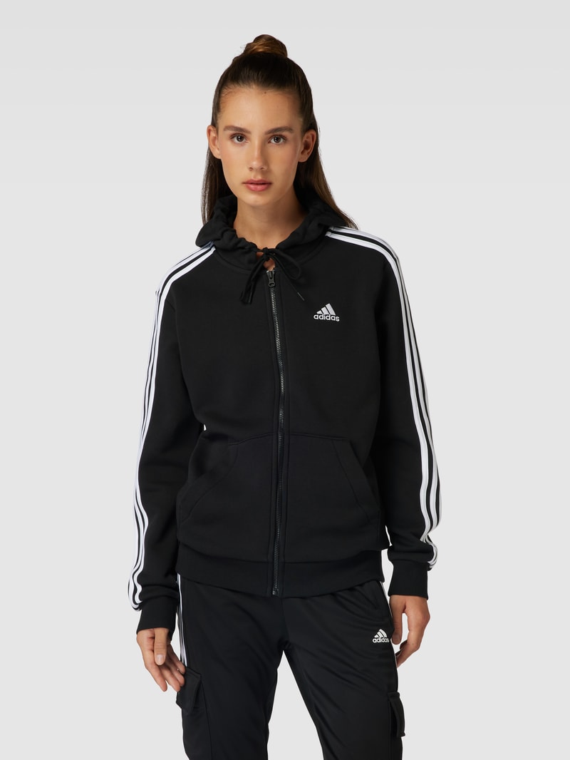 Sweatjacke mit Label-Stitching in schwarz