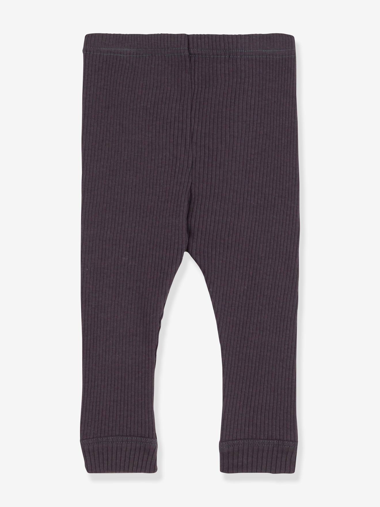 Legging en maille côtelée coton bio PETIT BATEAU gris