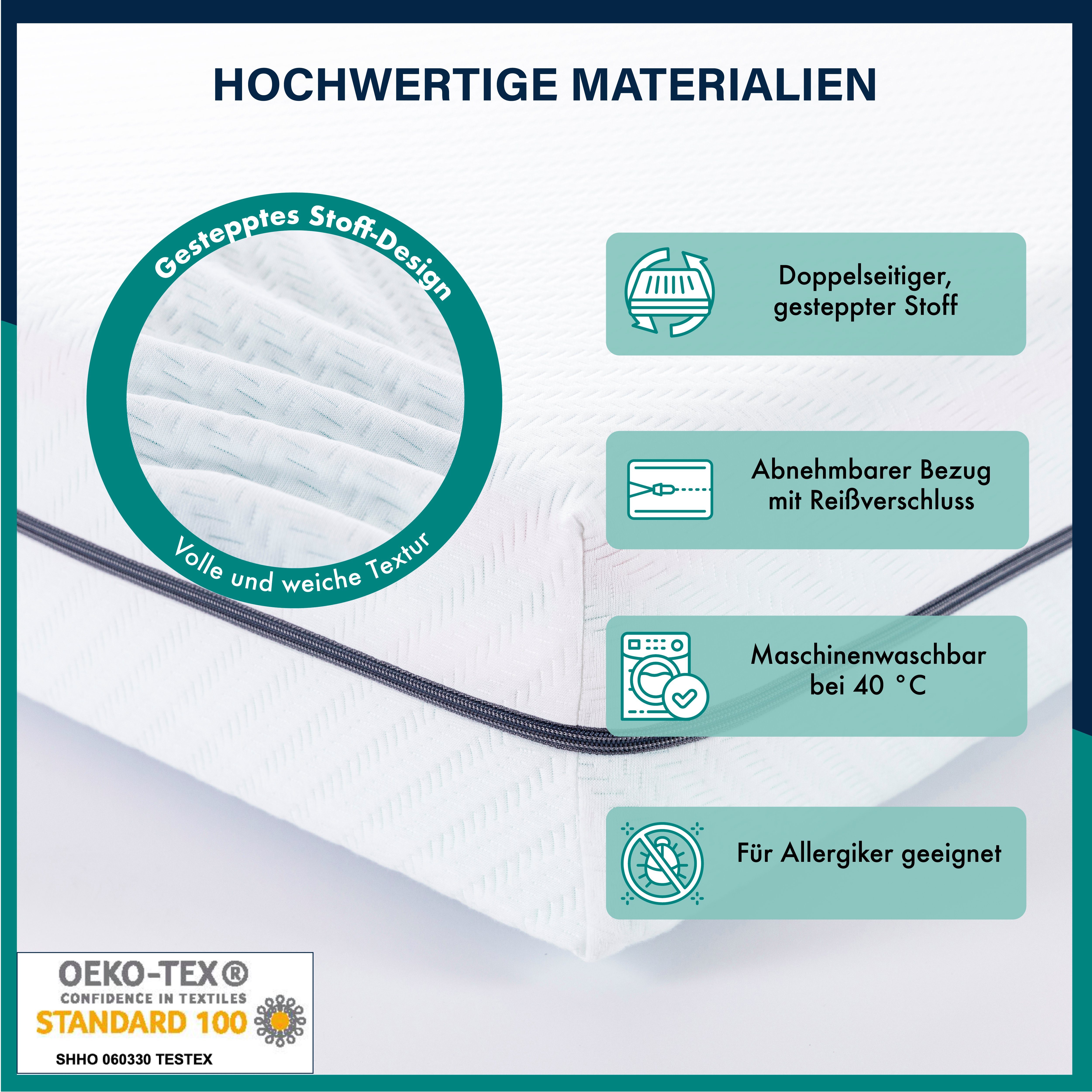 Komfortschaummatratze Sofia, Essence Sleep, 18 cm hoch, (Set, 1-tlg), mit 7 Komfortzonen, 3 Schichten ineinandergreifender Schaumstoffarten, atmungsaktiv & feuchtigkeitsabsorbierend, Allgergiker geeignet