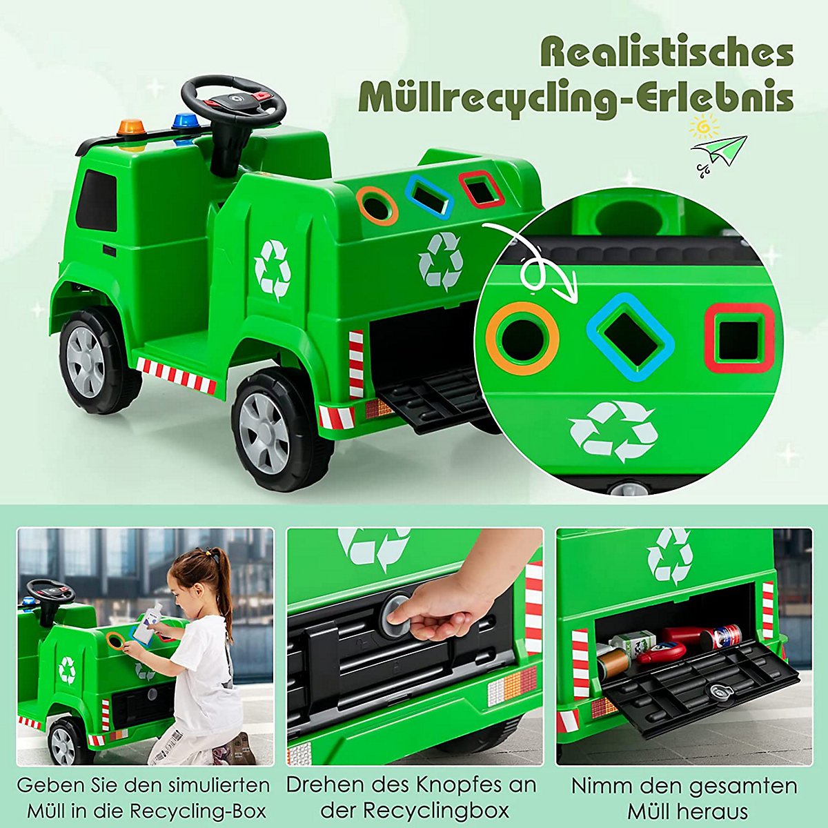 Elektroauto Aufsitz Müllwagen mit Musik Fernbedienung