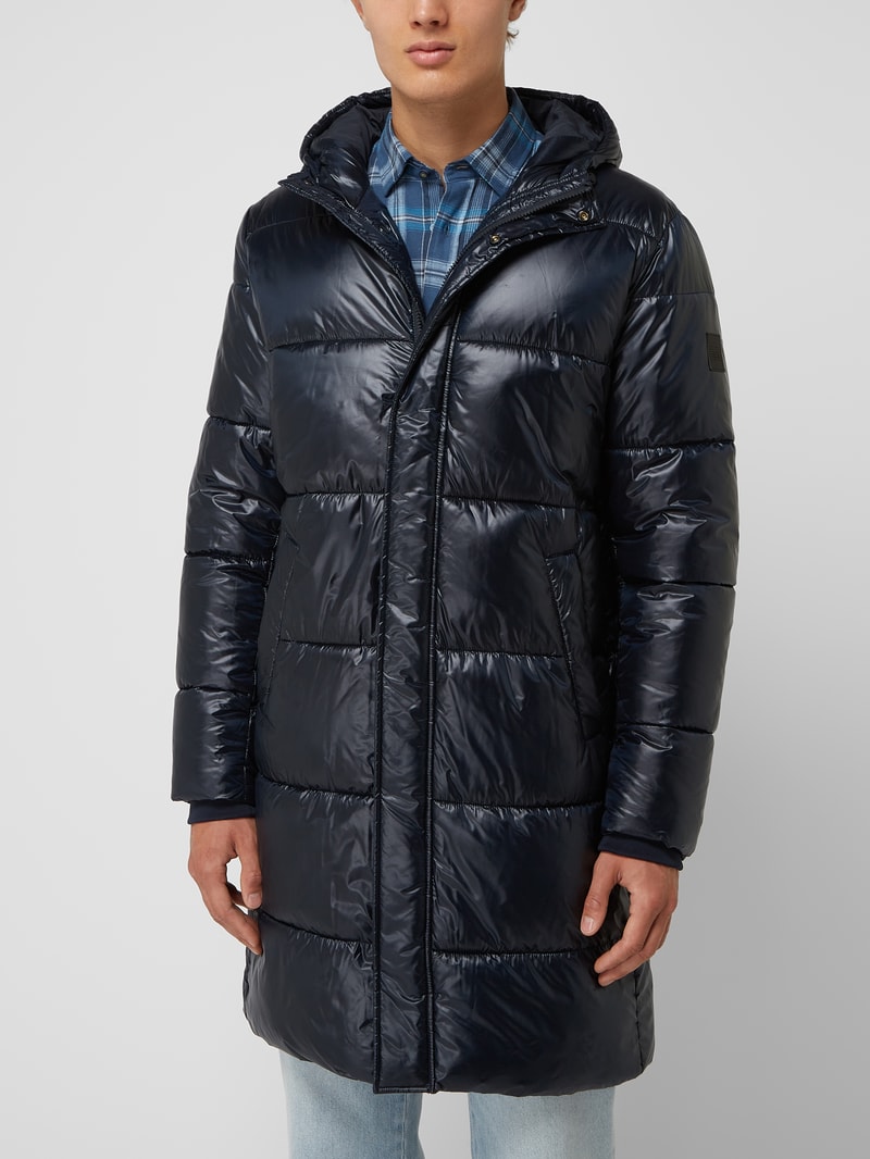 Steppmantel mit Kapuze Modell 'Rogan' in marineblau