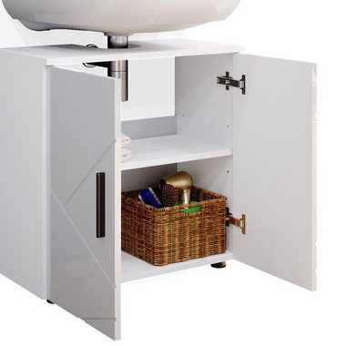 Vicco Waschbeckenunterschrank Badschrank Unterschrank IRMA Weiß Hochglanz