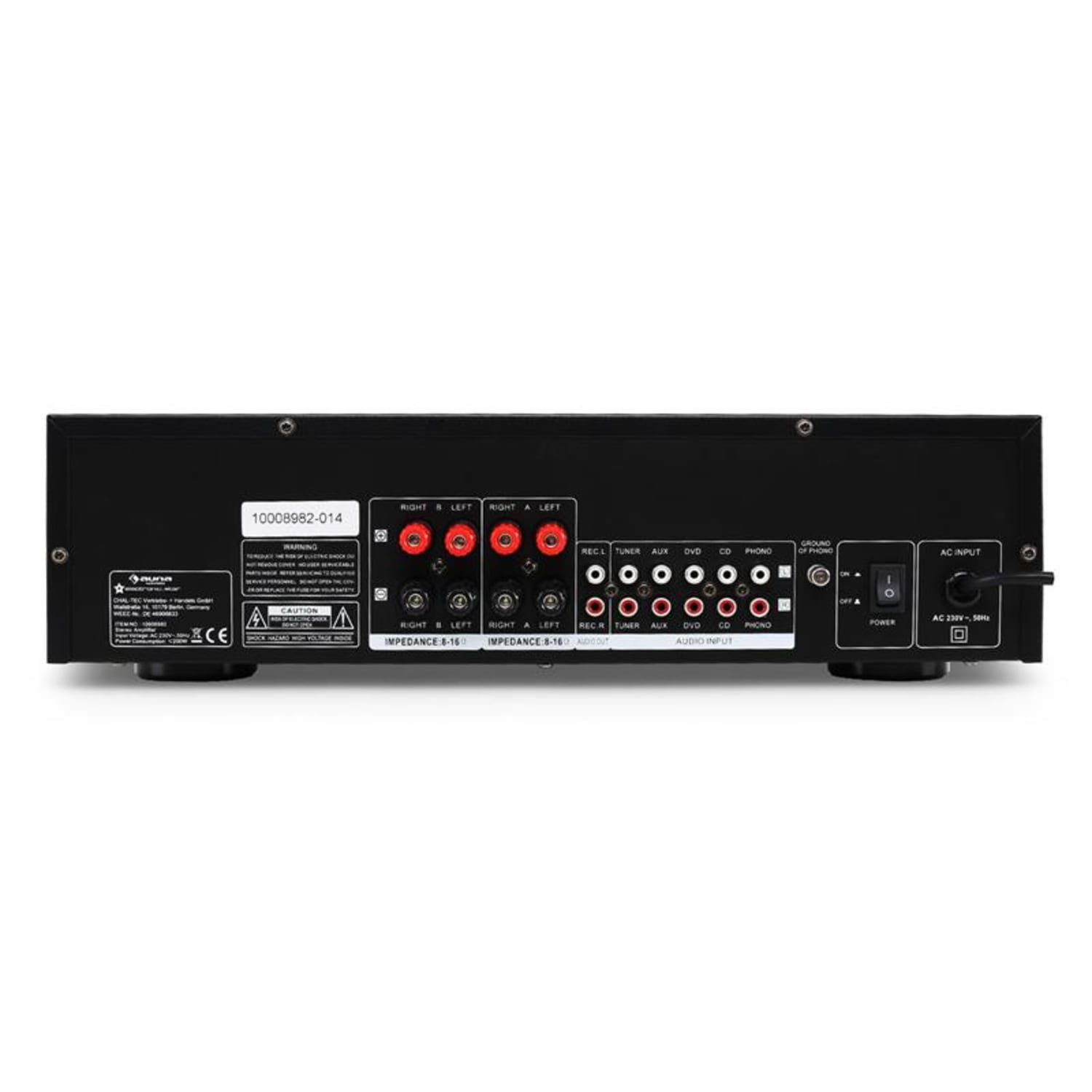 Auna CD708 Audioverstärker (Anzahl Kanäle: 5 Stereo-Cinch-Line-Eingänge für CD-Player, Tuner sowie AUX-Quellen und, 160 W)
