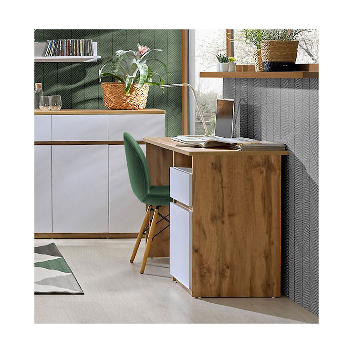 Schreibtisch Computertisch Arcca 120cm Farbe wählbar grifflos 1-türig mit 1 Schublade