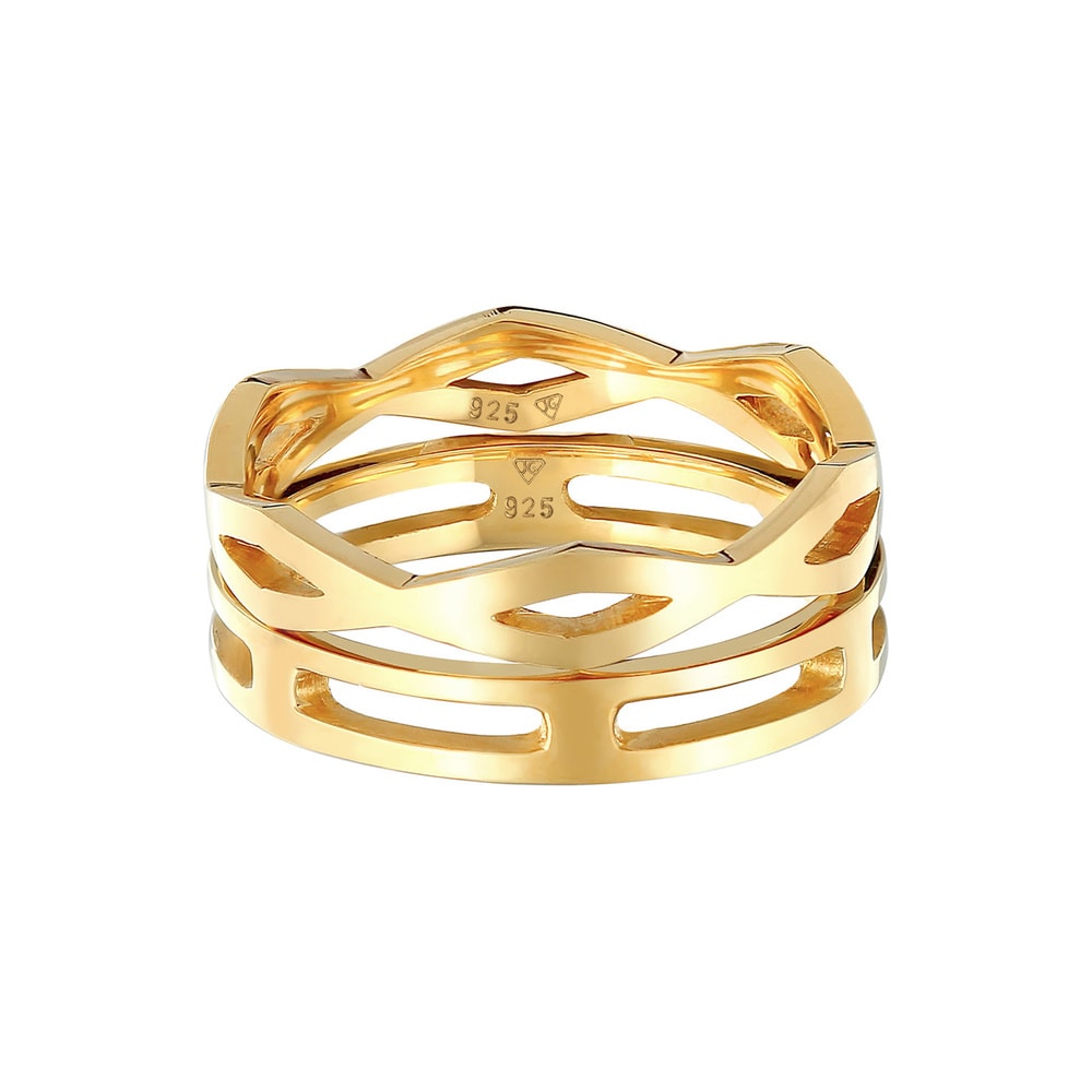 Elli Elli Bague Duo de bagues empilées pour femmes en argent sterling 925 Bague