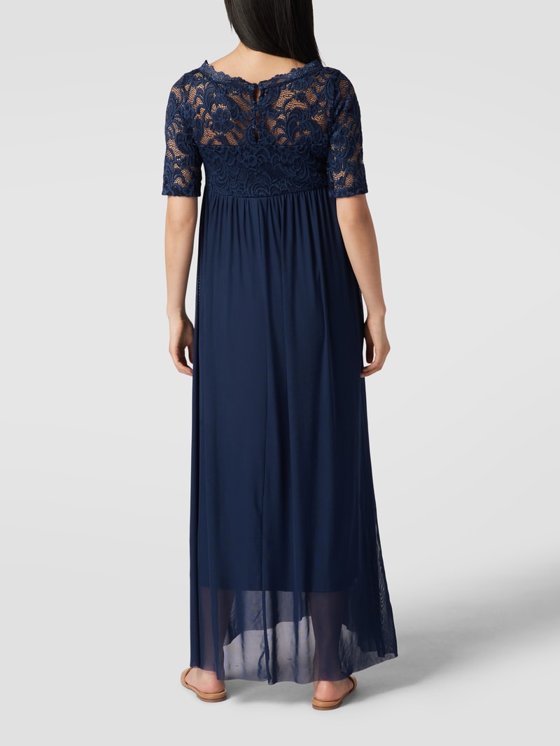 Umstands-Maxikleid mit floraler Spitze in marineblau