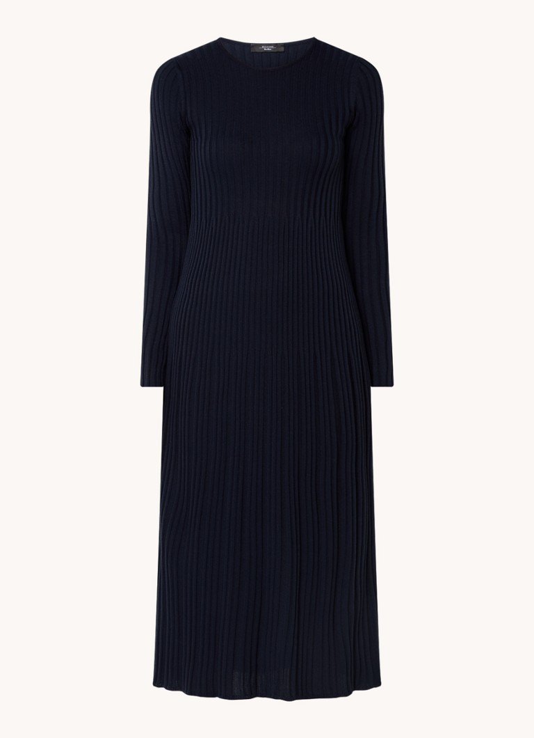 MaxMara Eletta -uurrettu neulottu midimekko villasekoitteesta, pyöreällä pääntiellä