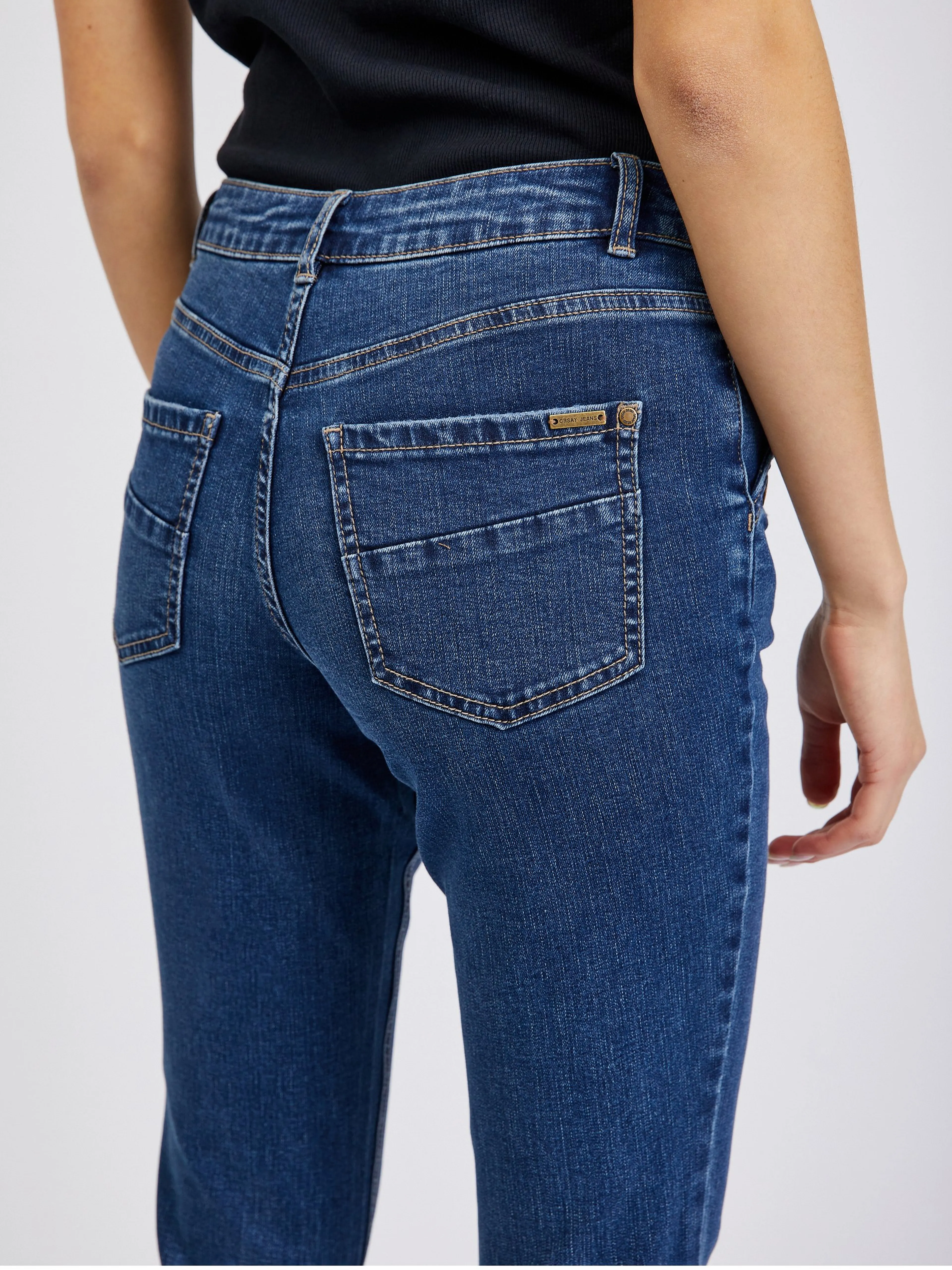 Dunkelblaue Damenjeans in gerader Passform ORSAY